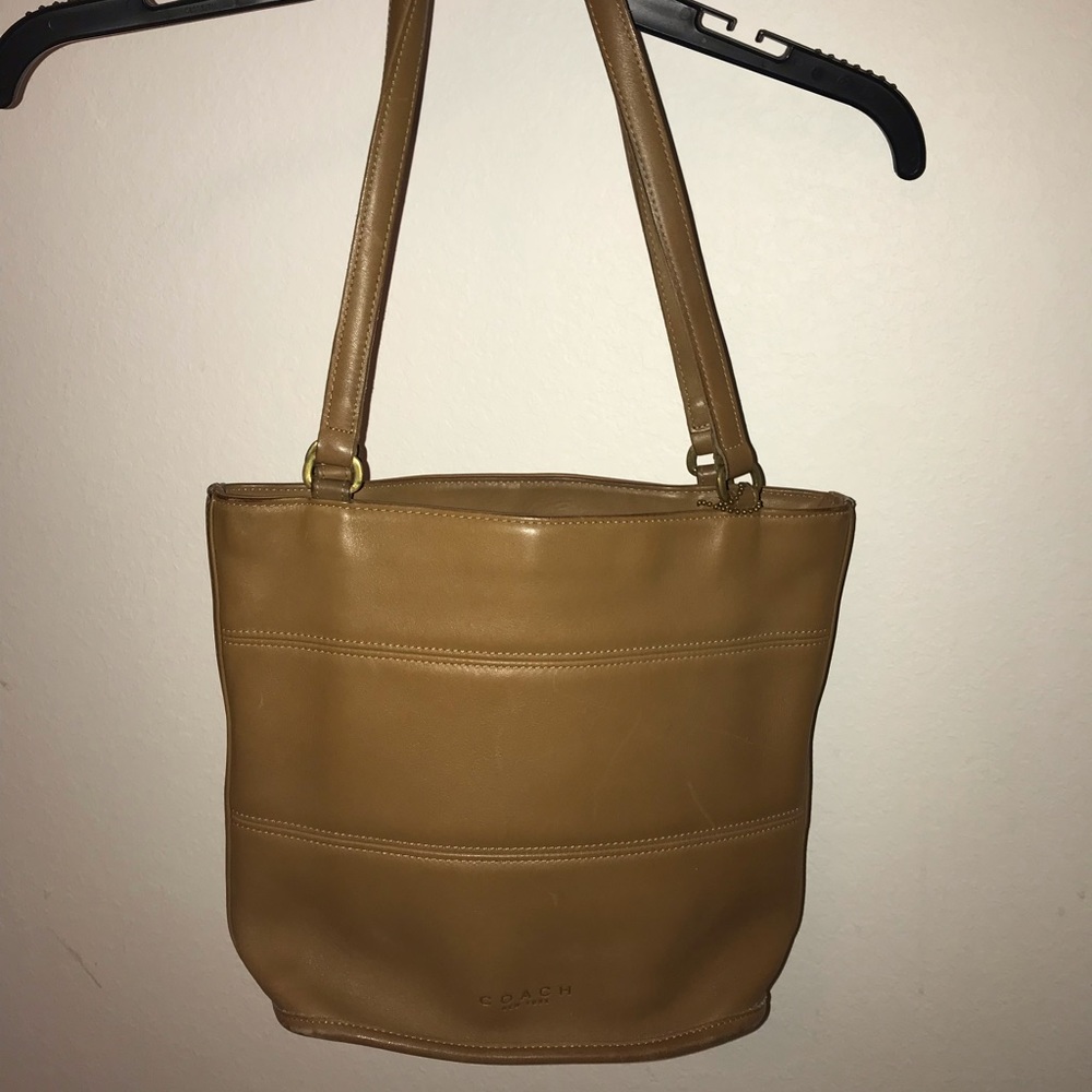 Tan leather coach purse